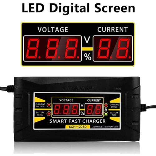 Full Automatic Smart Car Battery Charger12V 6A Lead Charger Battery Smart Acid/GEL EU/US Battery LCD Charger Display Plug