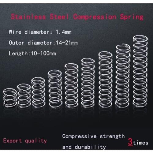 10PCS 1.4mm 304 Stainless Steel Compression Spring SUS Compressed Spring Wire Diameter 1.4mm Y-Type Rotor Return Spring