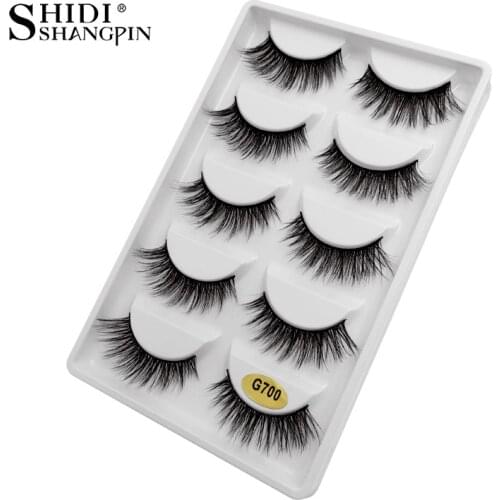 SHIDISHANGPIN 5 Pairs False Eyelashes Handmade Volume Lashes 3D Mink Lashes Makeup Natural Eyelashes Maquiagem Cilios G700