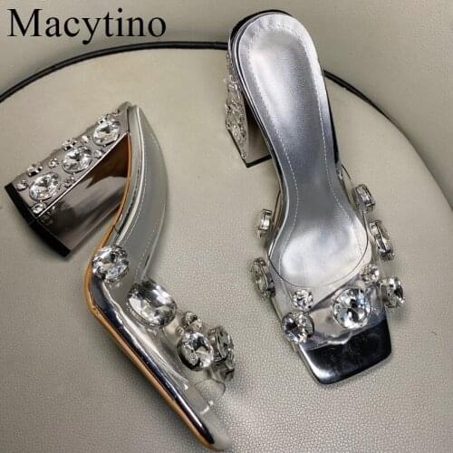 Summer New Design High Heel Slipper High Quality PVC Slip On Slippers Gladiator Sandals Womens Slides Shoes