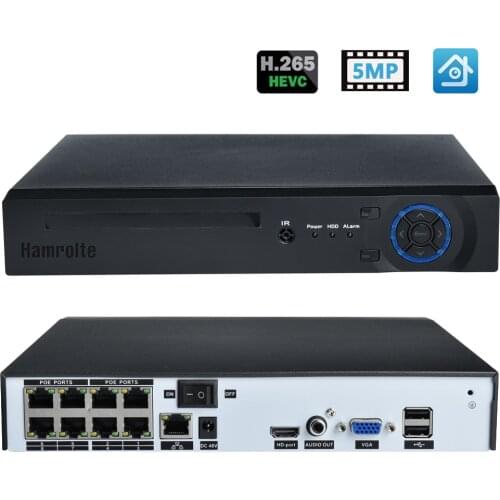 Hamrolte CCTV NVR 8CH POE NVR 4*5MP/8*4MP For IEEE802.3af 48V POE IP Camera Security System Xmeye Motion Detection ONVIF H.265