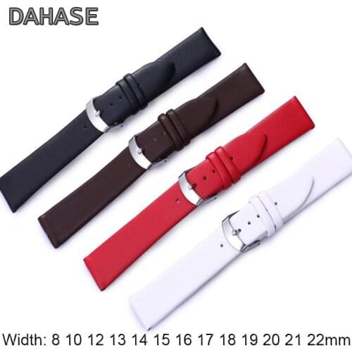Ultra Thin Replacement Watch Band 8mm 10mm 12 13 14 15 16 17 18 19mm 20 21 22mm Genuine Leather Watch Strap Wristband with Pins