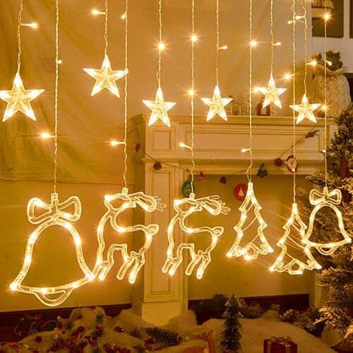 3m 220V LED Christmas Fairy Lights Tree Bell Deer Star Led String Lights Curtain Light Garland Festival String Light Xmas Decor