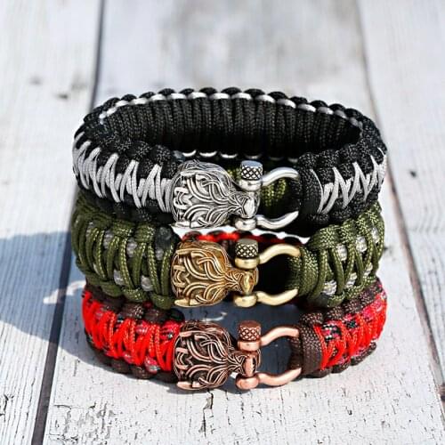 Vintage Rock Viking Wolf Charm Bangles Bracelet Men Jewelry Mesh Chain Gold Punk Bracelets Biker Jewelry