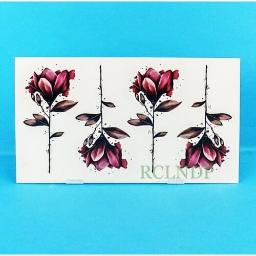 Waterproof Temporary Tattoo Sticker thron rose red flowers tatto stickers flash tatoo fake tattoos for women girl
