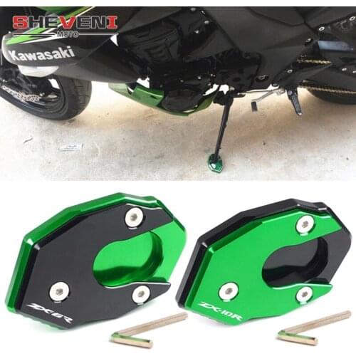 High Quality CNC Aluminum Green Side Stand Enlarge Kickstand Extension For Kawasaki ZX6R ZX10R ZX-6R ZX-10R ZX 6R 10R 2008-2016