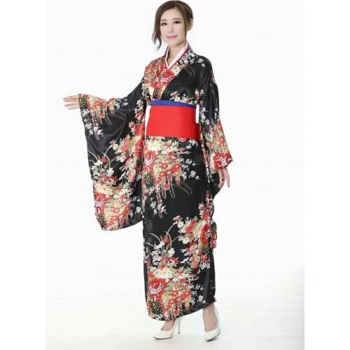 Japanese Traditional Girl Flower Geisha Kimono Vintage Women Stage Show Costume Cosplay Hell Girls Enma Women Sakura Suit
