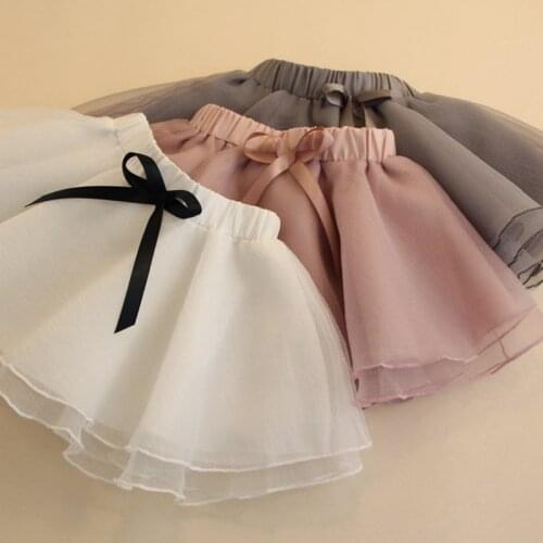 Girls Tutu Skirt bowknot Tulle Toddler Petti skirt Children princess cute dance Skirt With Lace 1-6Y