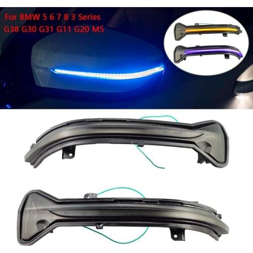 Yellow&Blue LED Dynamic Turn Signal Light For BMW 5 6 7 8 3 Series G38 G30 G31 G11 G20 M5 Flowing Water Blinker Flashing Light