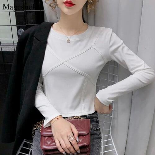 Women Casual Office Lady White Shirt Women Autumn 2020 Solid Pullover Women Shirts Blouses Long Sleeve Cotton White Blouse 11208