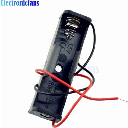 1PCS Plastic Battery Case Storage Box Holder With Wire Leads for AA 1.5V 1XAA Batter