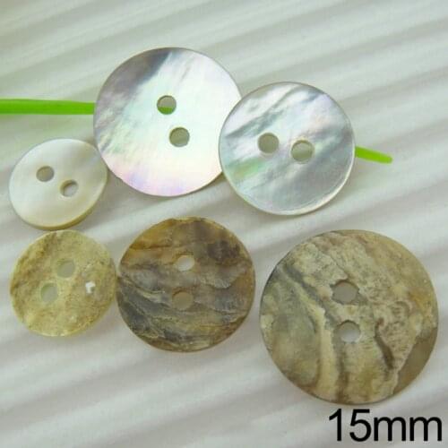 15/18/20mm 50PCs Natural Shell Sewing Buttons Color Mother of Pearl MOP Round Shell Button 2-Holes for T-shirt Clothing Decor