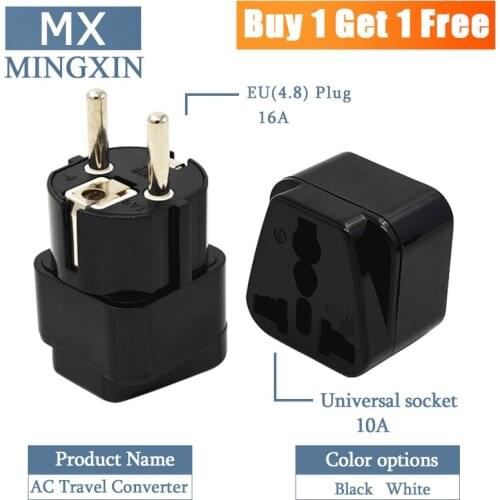 2PCS-enchufe de conversión de la UE, adaptador enchufe de UE para Alemania Universal UK US AU EU AC Power plug Travel Converter