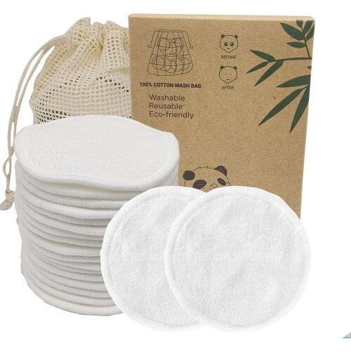 20pcs Reusable Bamboo Fiber Washable Rounds Pads Makeup Removal Cotton Pad Cleansing Facial Pad Tool New