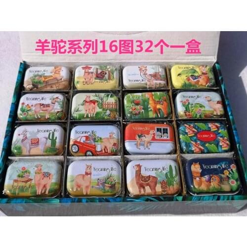 32pc(1box)/lot Alpaca style animal Mini cover Iron tin pencil case / can/Pill cute box / small Kit/candy storage gift box