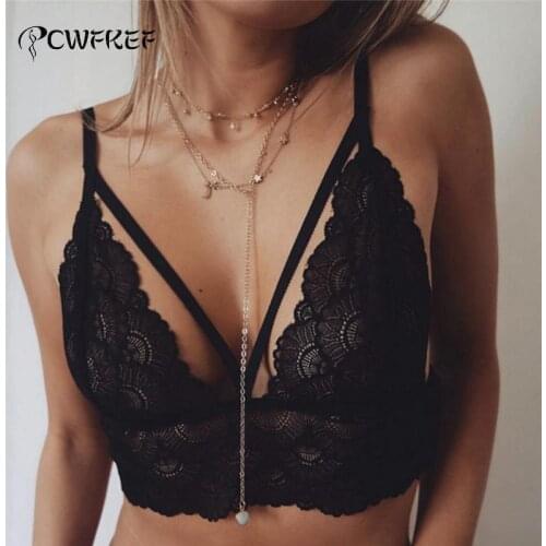 Vest Bra Female Lingerie Sexy Lace Thin Bras For Women Wireless Underwear Transparent Push Up White/Black Bralette