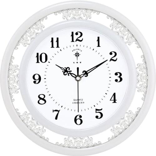 White Hollow Carved Living Room Mute Wall Clock Bedroom Simple Antique Hanging Watch Study Classical Pastoral Art Quartz Clocks