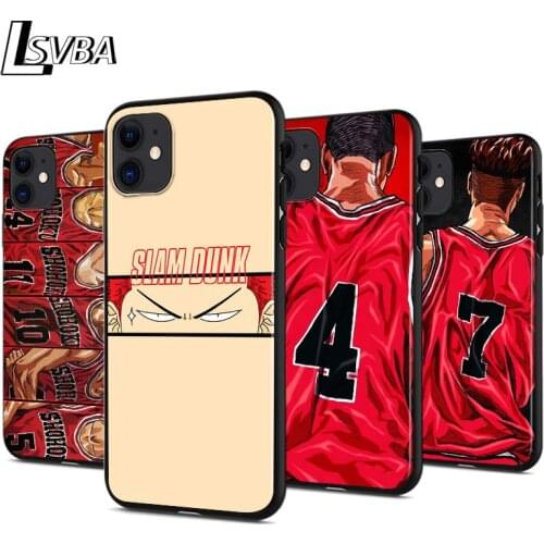 Cartoon Anime Slam Dunk For Apple iPhone 12 Pro Max Mini 11 Pro XS Max X XR 6S 6 7 8 Plus 5S Bright Black Phone Case