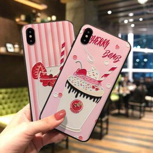 Ice Cream 3D Emboss Phone Case For Samsung S10e S8 9 10 20 21 Ultra Plus Note8 9 10 20 Ultra Soft Back Covers Cozy Matte Fundas
