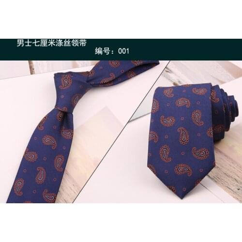 Business formal suit 7cm mens polyester silk jacquard tie hand-made casual long tie