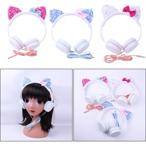 Kids Headphones, Over Ear with Cat Ears, Wired Kids Headsets, 3.5mm Aux Headphones for Girls