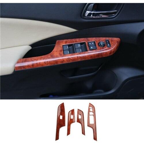 For HONDA CR-V CRV 2012-2016 Peach Wood Window Lock Lift Panel Trim Frame 4PCS 4pcs