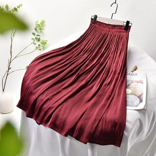 2020 Summer Women Elegant Skirts High Waist A-line Pleated Skirts Women Casual Pocket Skirts Women Sweet Jupe Femme Saias Mujer