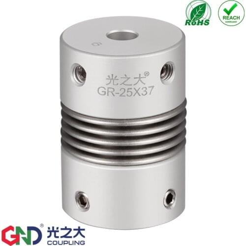 GND Coupling Aluminum Alloy Bellows setscrew GR D25 L37 type abosorb vibration zero backlash for step motor parallel encoder