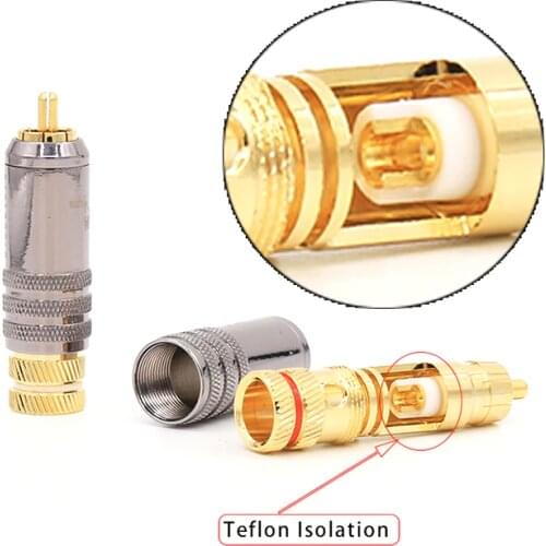 Hifi audio RCA plug connector adapter gold plated jack for DIY HIFI RCA cable
