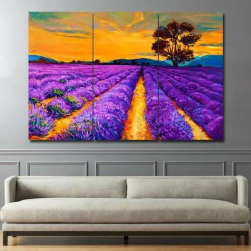 Oil painting lavender 3 pcs HD Canvas Painting Modern Home Decoration Living Room Canvas Print Painting Wall Decor Picture