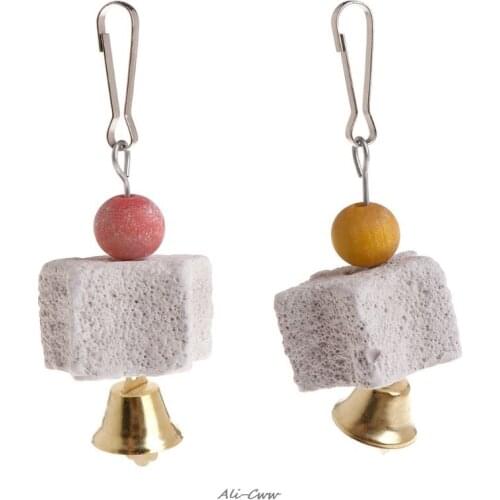 Mineral Stone Parrot Mouth Teeth Grinding Star Shape Cleaning Hanging Cage Molar Toys Bird Hamster Small Pets Supply Budgie