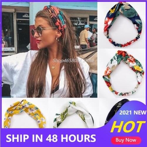 Fashion Women Girls Summer Bohemian Hair Bands Print Headbands Vintage Cross Turban Bandage Bandanas HairBands Hair Accessories