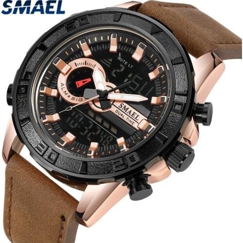 SMAEL Mens Digital Sport Watch Men Top Brand Luxury LED Analog Quartz Male Watches Fashion Waterproof Army Military Wristwatch