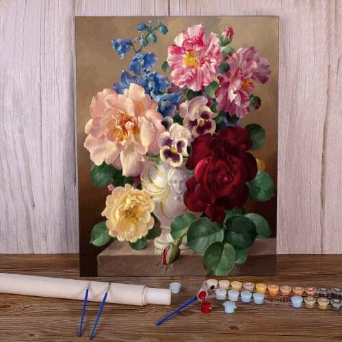 Flower Vase DIY Paint By Numbers Complete Kit Oil Paints 50*70 Painting On Canvas Home Decor Adults Handiwork Drawing