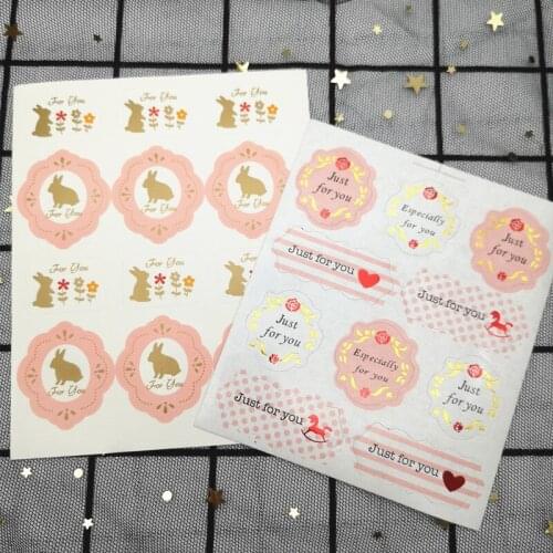 10 sheets 'Just for you' Stickers Rabbit DIY Hand Made For Gift Cake Packaging Sealing Sticker posted Baking Decoration label