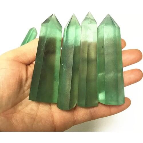 Natural crystal fluorite pillar green fluorite crystal column six prisms green fluorite single tip energy decoration wholesale