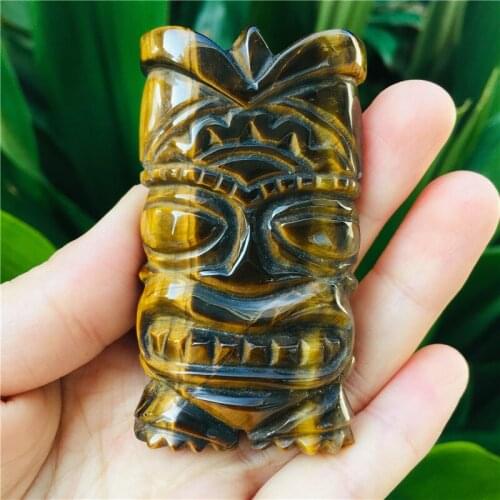 Natural crystal tiger eye stone aboriginal carving