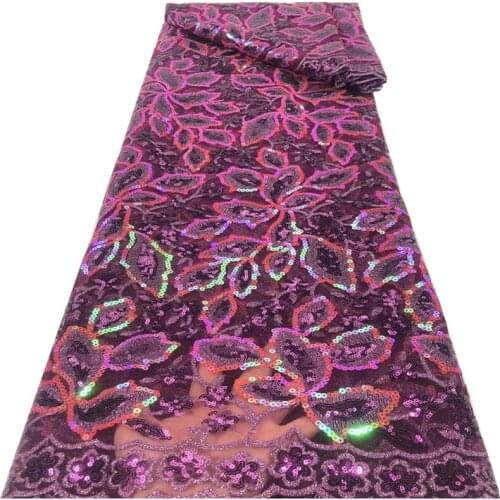 Nigerian Sequins Lace Fabrics 2021 High Quality Tulle Lace African Lace Fabric For Wedding Dress Sewing r19-74