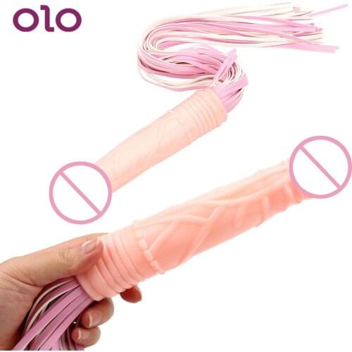 OLO Sex Toys for Couple PU Leather Whip SM Play Spanking Paddle Adult Game Dildo Shape Handle Flirting Whip Flirt Adult product