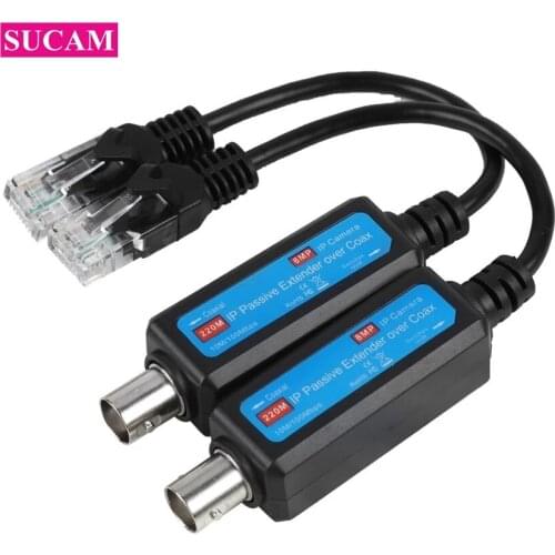 1 Pair Passive IP Extender Network Coaxial Transmitter 10/100Mbps IP to Coaxial Receiver Transmission Cables For IP NVR Camera