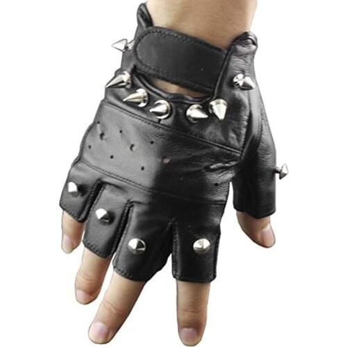 Men Leather Gloves High Quality Slip-resistant Half Finger Faux Leather Fingerless Gloves Bicycle Anti Skid Fitness Gloves