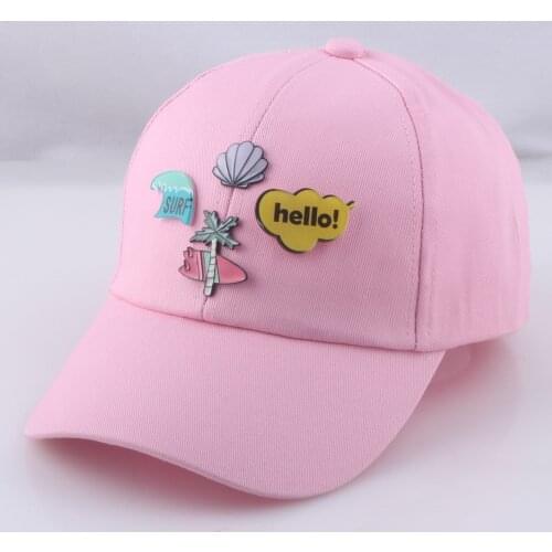 Teen Womens Cute Pink Baseball Cap with Patch Fashion Dad Hat HipHop Adjustable Hat Tree Wave