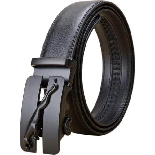 Famous Brand Black Jaguar Belt Men Top Quality Genuine Luxury Leather Belts for Men,Fashion Strap Male Metal Automatic Buckle