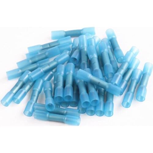100pcs BHT2 16-14AWG 1.5-2.5mm2 Heat Shrinkable Butt Waterproof Connector Splice Butt Heat Shrink Tube Joint and Connectors
