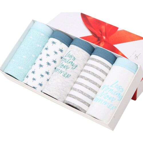 5Pieces Women Panties Pure Cotton Seamless Cute Print Briefs Breathable Soft Comfort Girls Underwear Female Large Size Lingerie