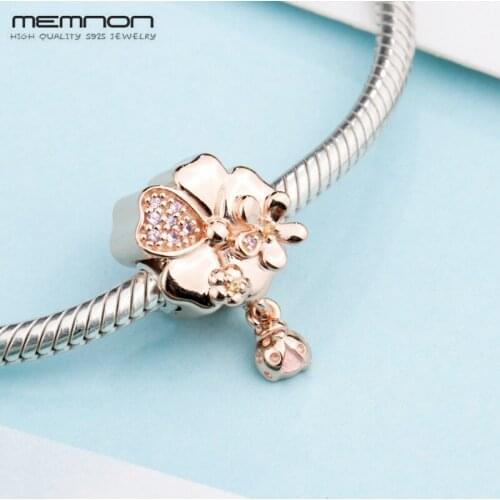 Spring Wildflower Meadow Charms with rose fit 925 Sterling silver charm bead Bracelet bangle DIY for women fine Jewelry BE7026