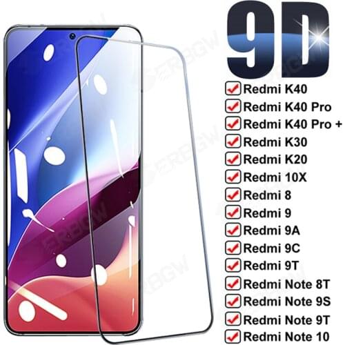9D Full Tempered Glass For Xiaomi Redmi K20 K30 K40 Pro plus 8A 9 9A 9C 10X Screen Protector Redmi Note 8 9 10 Pro 8T 9T 9S Film