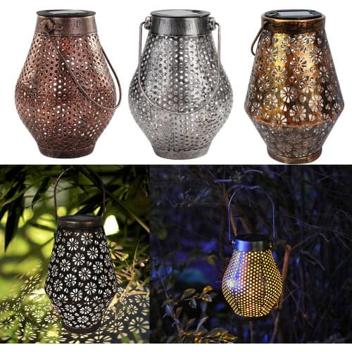 Iron LED Solar Projection Lamp Solar Light Portable Waterproof Hanging Lantern Landscape Garden Outdoor Pathway Decoration