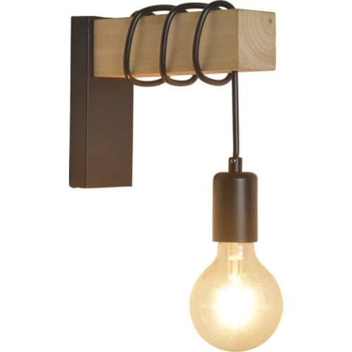 Iron Nordic Black Wall Light Fixture Stairs Led Light Lamps for Home Bedroom Aisle Cable Hanging Indoor Wood Wall Lamp Holder