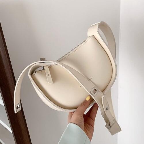 Chic Design Wide Strap Mini Saddle Crossbody Bags For Women Fashion Half Moon Purses For Phone High Quality Soft Shoulder Bags